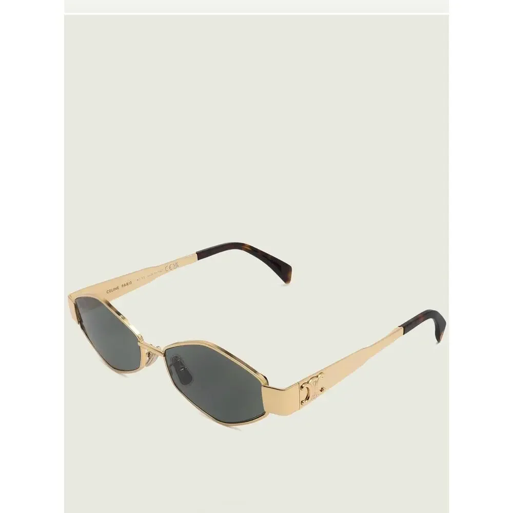 New Celine CL40254U 30N Sunglasses Gold Frame Geometric Shape Authentic